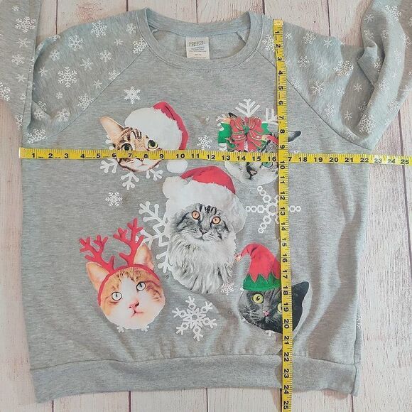 Freeze Christmas snow cat crew neck light up sweatshirt XL - Picture 8 of 10